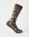 Hot Dog, Sauce & Mustard Viscose Rayon from Bamboo Crew Sock, Brown & Grey product photo