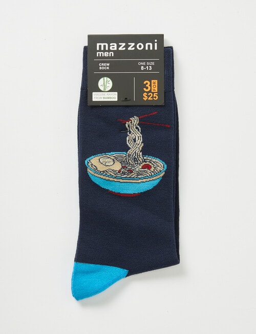 Ramen Viscose Rayon from Bamboo Crew Sock, Navy product photo View 02 L