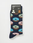 Neon Donut Viscose Rayon from Bamboo Crew Sock, Navy product photo View 02 S