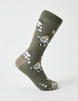 Golf Ball Character Viscose Rayon from Bamboo Crew Sock, Green product photo