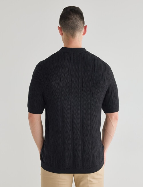 Laidlaw + Leeds Cable Short Sleeve Shirt, Black product photo View 02 L