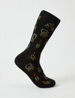 Neon Beer Viscose Rayon from Bamboo Crew Sock, Black product photo