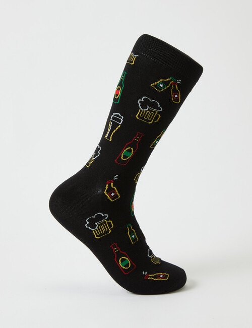 Neon Beer Viscose Rayon from Bamboo Crew Sock, Black product photo