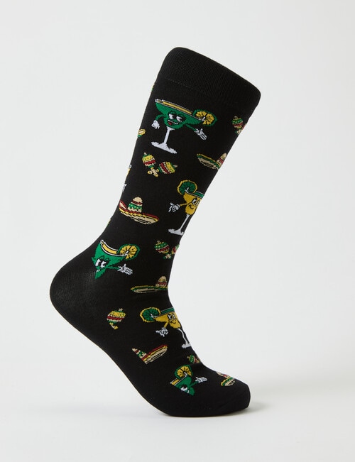 Mexi Cocktails Viscose Rayon from Bamboo Crew Sock, Black product photo