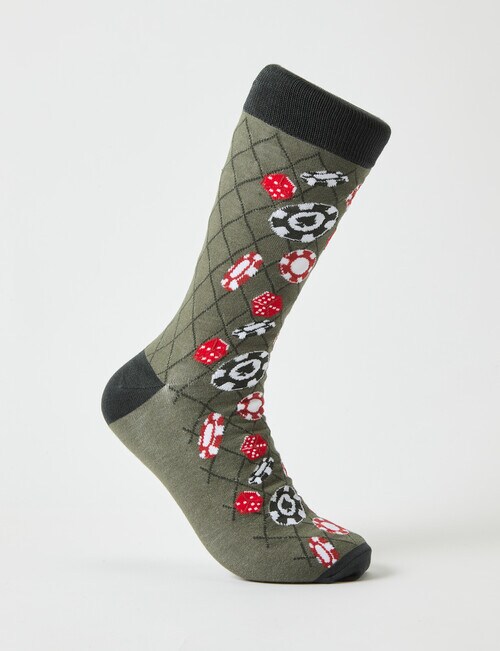 Poker Chips Viscose Rayon from Bamboo Crew Sock, Green product photo