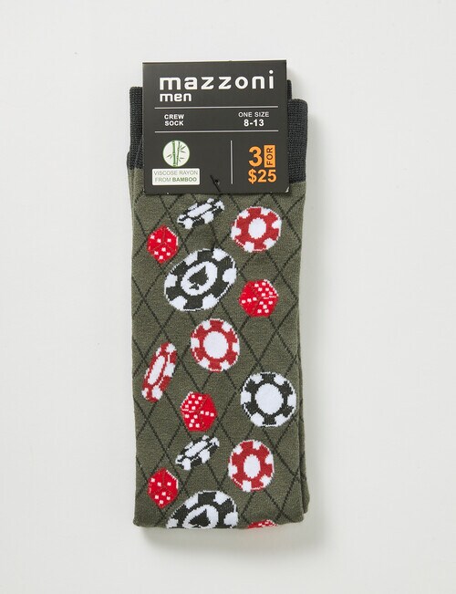 Poker Chips Viscose Rayon from Bamboo Crew Sock, Green product photo View 02 L