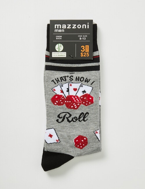 That's How I Roll Viscose Rayon from Bamboo Crew Sock, Grey product photo View 02 L
