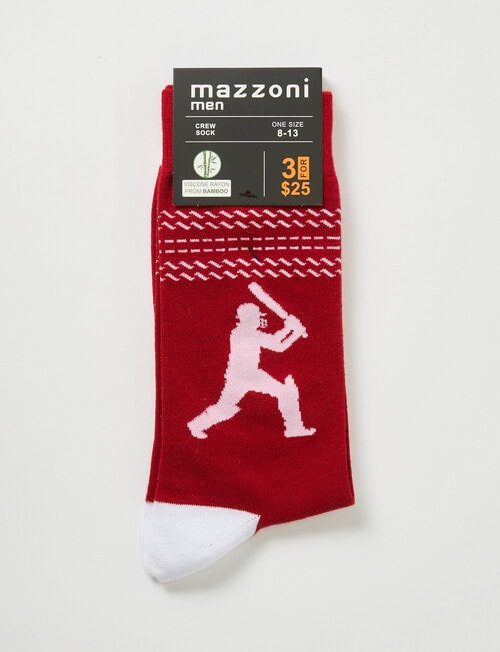 Cricket Ball Viscose Rayon from Bamboo Crew Sock, Red product photo View 02 L