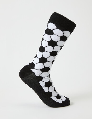 Soccer Ball Viscose Rayon from Bamboo Crew Sock, Black & White product photo