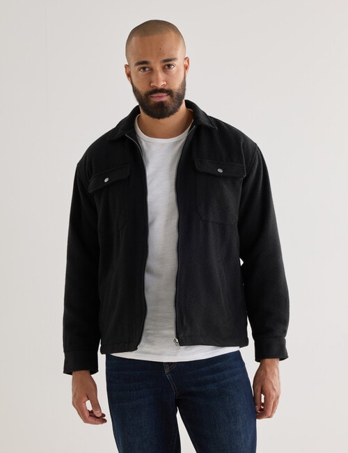Gasoline Wool Blend Jacket, Black product photo