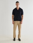 Laidlaw + Leeds Textured Short Sleeve Shirt, Navy product photo View 03 S