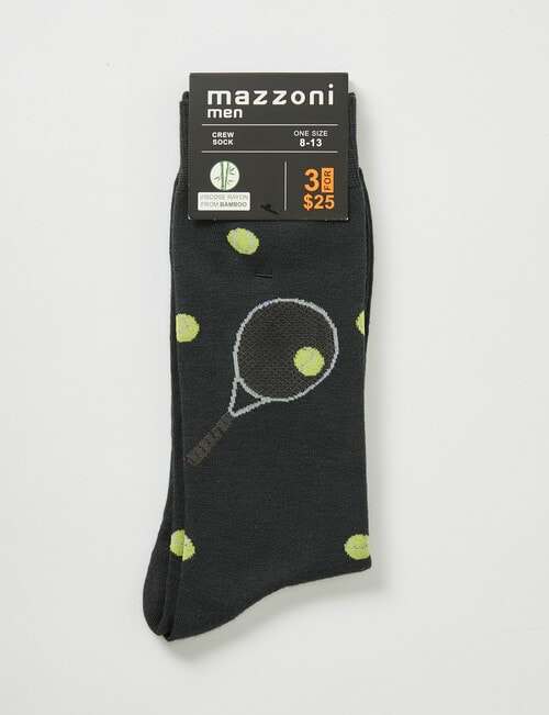 Tennis Viscose Rayon from Bamboo Crew Sock, Grey & Green product photo View 02 L