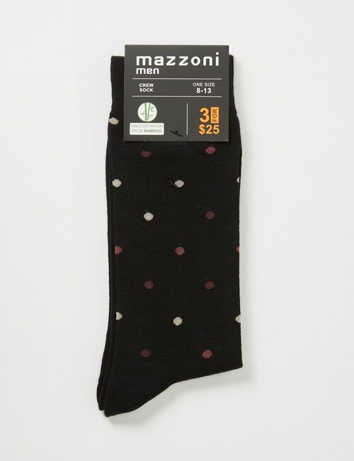 Plum Spot Viscose Rayon from Bamboo Crew Sock, Black product photo View 02 L