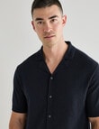 Laidlaw + Leeds Textured Short Sleeve Shirt, Navy product photo View 04 S