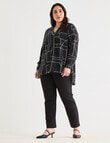 Studio Curve Collection Line Print Notch Neck Shirt, Black & White product photo View 03 S