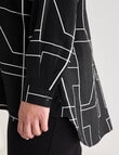 Studio Curve Collection Line Print Notch Neck Shirt, Black & White product photo View 05 S