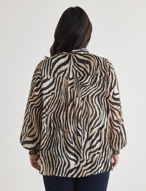 Studio Curve Tie Neck Blouse, Lurex Zebra product photo View 02 L