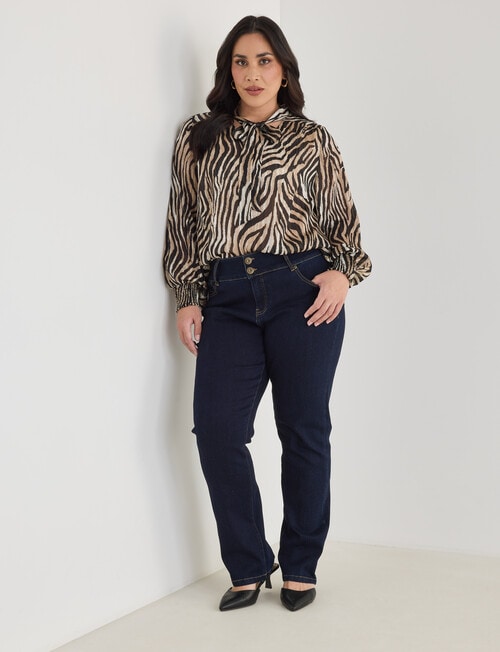 Studio Curve Tie Neck Blouse, Lurex Zebra product photo View 03 L