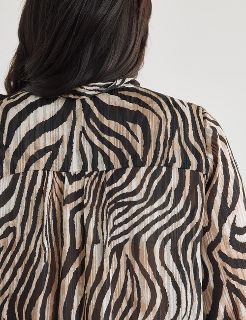 Studio Curve Tie Neck Blouse, Lurex Zebra product photo View 05 L
