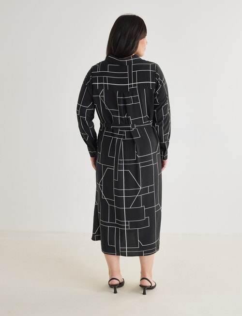 Studio Curve Shirt Dress, Black & White product photo View 02 L