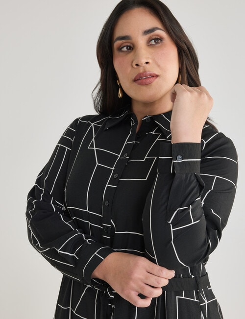 Studio Curve Shirt Dress, Black & White product photo View 04 L