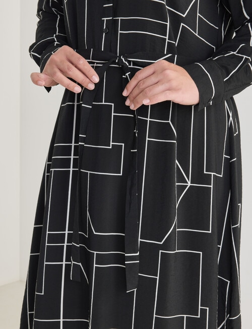 Studio Curve Shirt Dress, Black & White product photo View 05 L