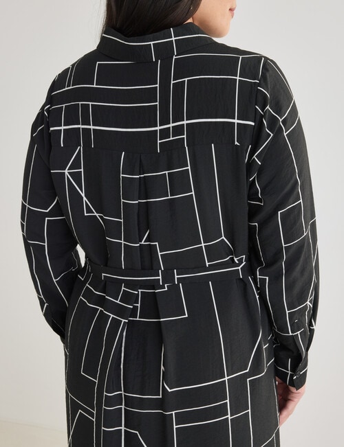 Studio Curve Shirt Dress, Black & White product photo View 07 L