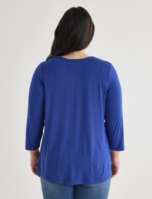 Studio Curve Quarter Sleeve Print Tee, Sapphire Rose Print product photo View 02 L
