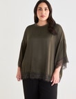 Studio Curve Lace Trim Top, Olive product photo