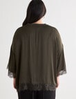 Studio Curve Lace Trim Top, Olive product photo View 02 S