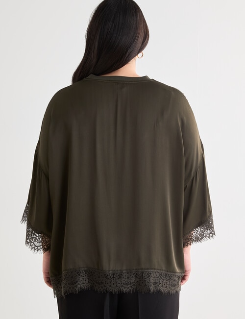 Studio Curve Lace Trim Top, Olive product photo View 02 L