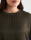Studio Curve Lace Trim Top, Olive product photo View 04 S