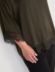Studio Curve Lace Trim Top, Olive product photo View 07 S