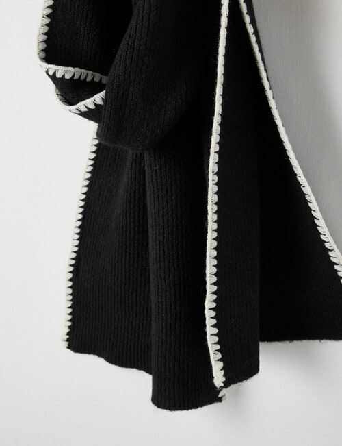 Boston + Bailey Blanket Stitch Scarf, Black & Ecru product photo View 02 L
