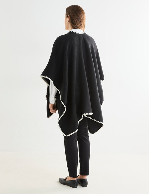 Boston + Bailey Blanket Stitch Wrap, Black & Ecru product photo View 02 L