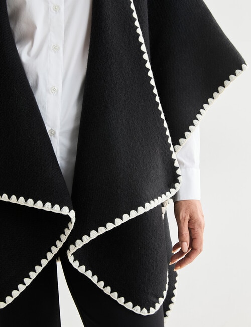 Boston + Bailey Blanket Stitch Wrap, Black & Ecru product photo View 04 L