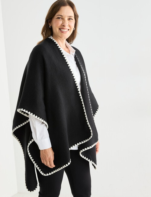 Boston + Bailey Blanket Stitch Wrap, Black & Ecru product photo View 05 L