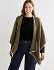 Boston + Bailey Blanket Stitch Wrap, Olive & Ecru product photo