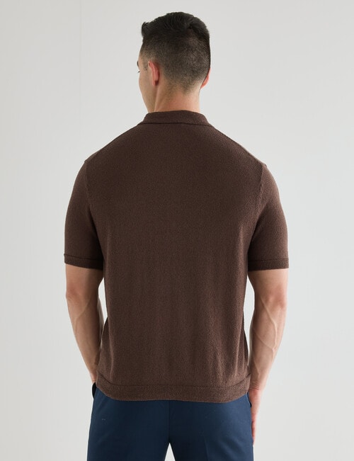 Laidlaw + Leeds Textured Short Sleeve Shirt, Chocolate product photo View 02 L