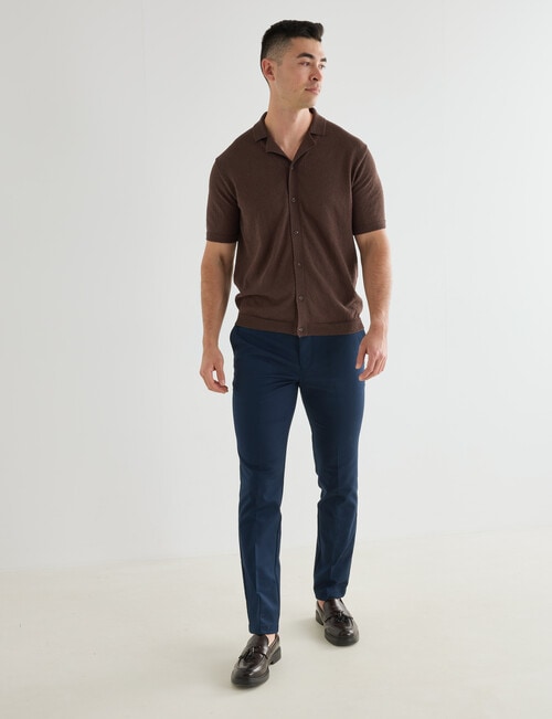 Laidlaw + Leeds Textured Short Sleeve Shirt, Chocolate product photo View 03 L