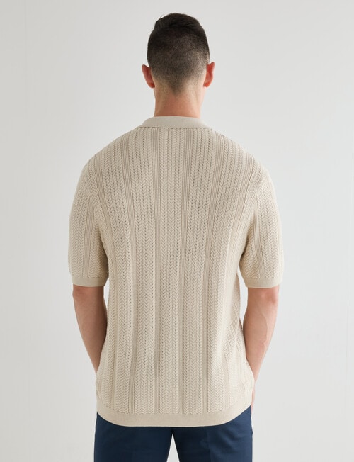 Laidlaw + Leeds Cable Short Sleeve Shirt, Oat product photo View 02 L