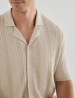 Laidlaw + Leeds Cable Short Sleeve Shirt, Oat product photo View 05 S