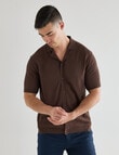 Laidlaw + Leeds Textured Short Sleeve Shirt, Chocolate product photo