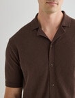 Laidlaw + Leeds Textured Short Sleeve Shirt, Chocolate product photo View 04 S