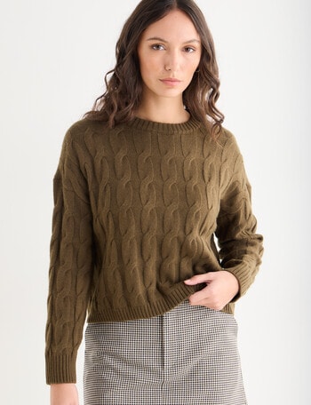 Mineral Akira Cable Sweater, Pine product photo