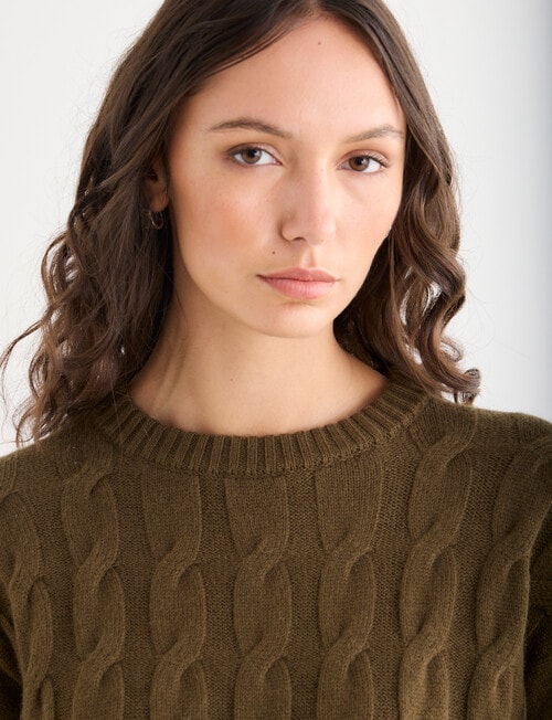 Mineral Akira Cable Sweater, Pine product photo View 04 L