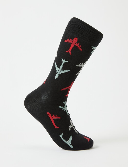Mazzoni Plane Cotton-Blend Crew Sock, Black product photo