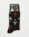 Mazzoni Plane Cotton-Blend Crew Sock, Black product photo View 02 S