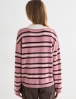 Zest Rugby Knit Polo Shirt, Pink Stripe product photo View 02 S