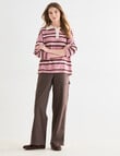 Zest Rugby Knit Polo Shirt, Pink Stripe product photo View 03 S